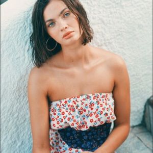 Lulus strapless floral dress